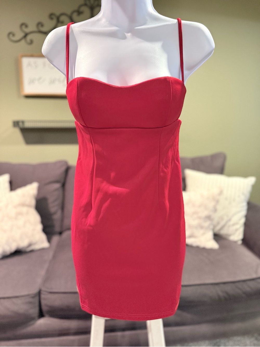 Hello Molly Red Spaghetti Strap Sweetheart Mini Dress